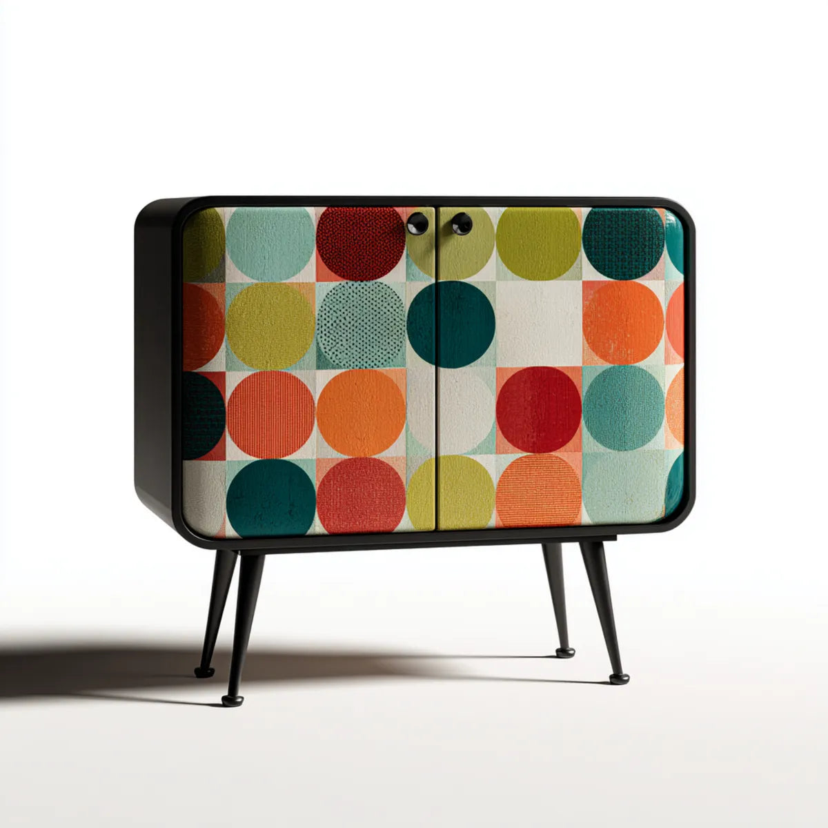 Kommode mit 2 Türen Schwarz Mehrfarbig MDF Rechteckig 100 x 40 x 90 cm