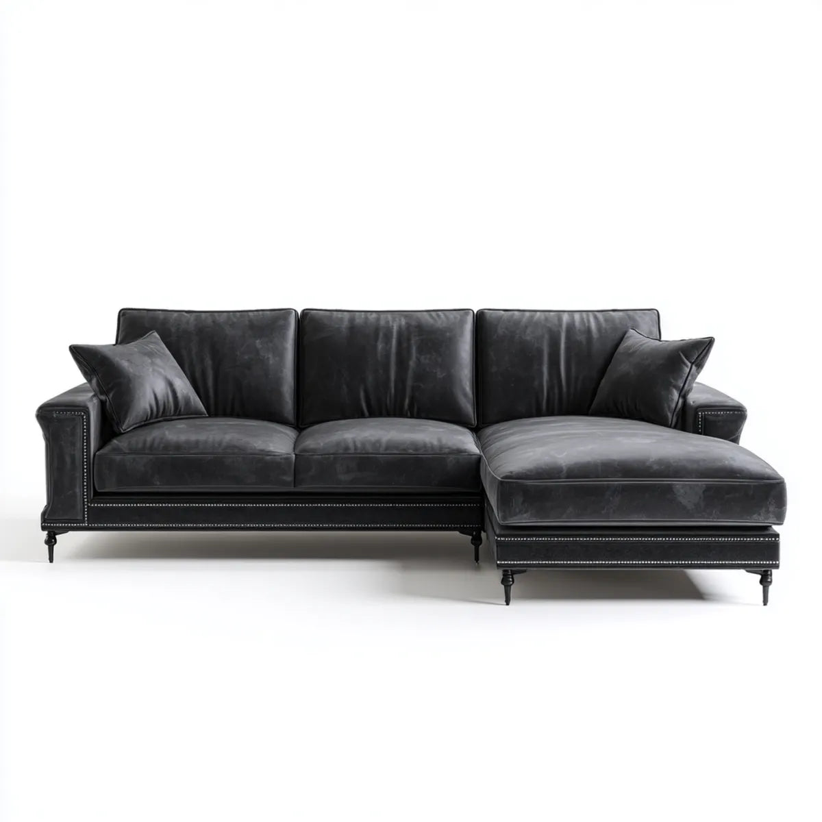 Ecksofa mit Recamiere rechts Schwarz 275 x 170 x 85 cm PU-Kunstleder L-Form