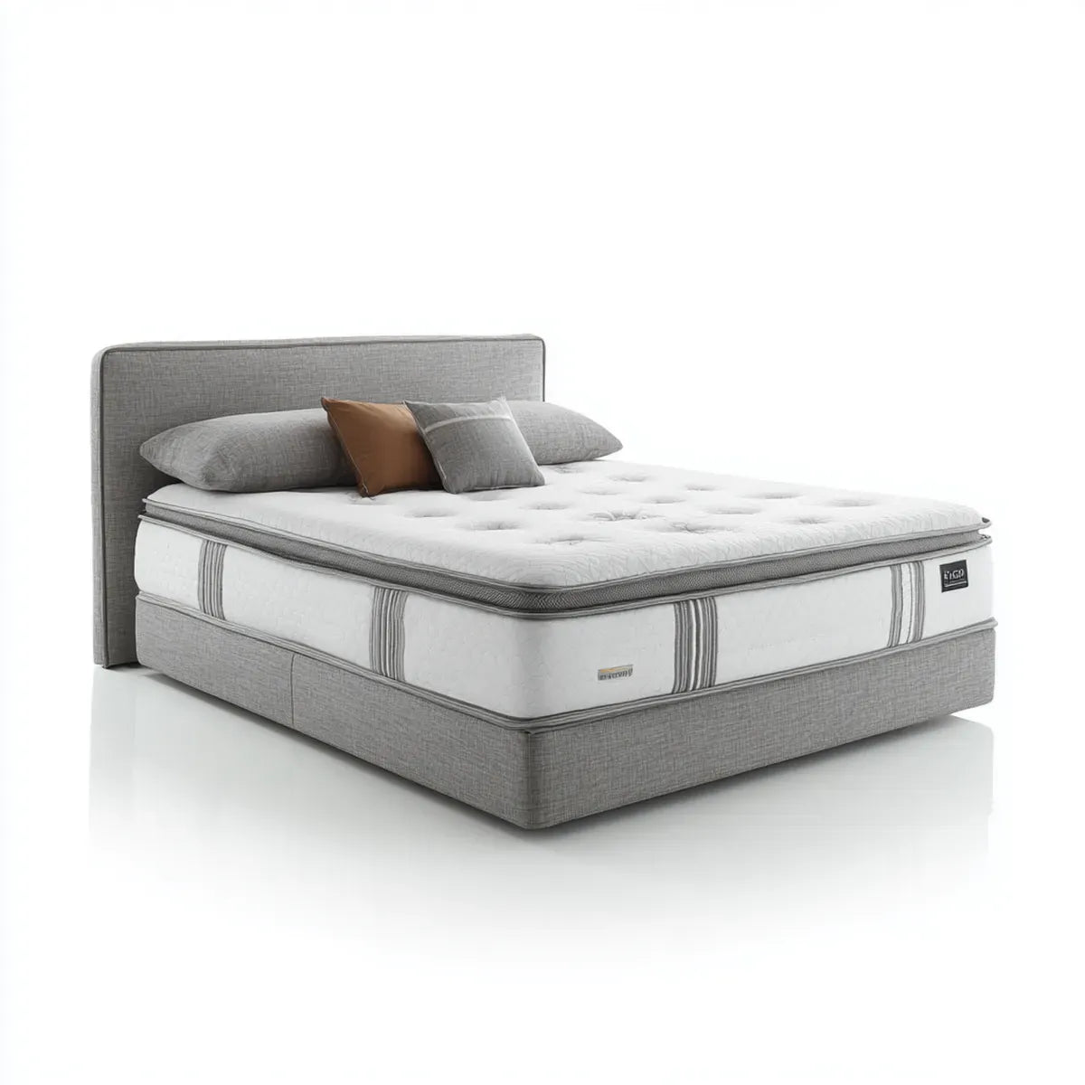 Boxspringbett Doppelbett Grau Weiß 180 x 200 cm mit Taschenfederkernmatratze Polyester rechteckig