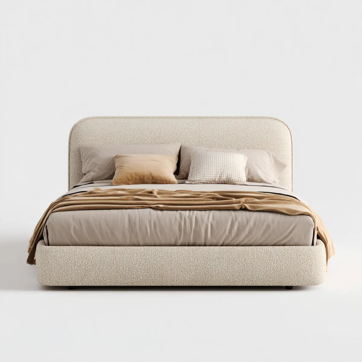 Polsterbett Doppelbett Beige 180 x 200 cm Polyester-Bouclé Rechteckig