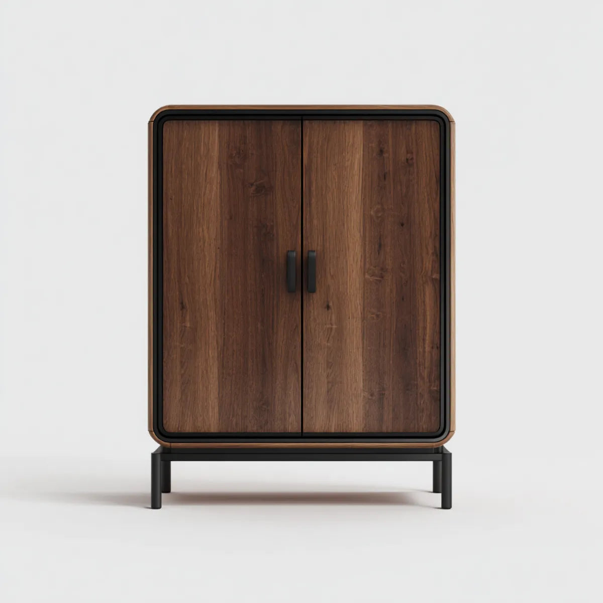 2-türiger Wohnzimmerschrank Nussbraun Schwarz 90 x 40 x 120 cm Holzwerkstoff Stahl Rechteckig