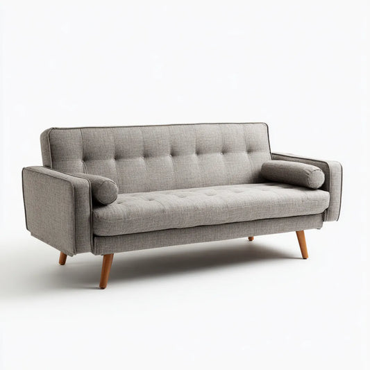 3-Sitzer Sofa Grau 210 x 85 x 85 cm mit Polyesterbezug und Massivholzfüßen