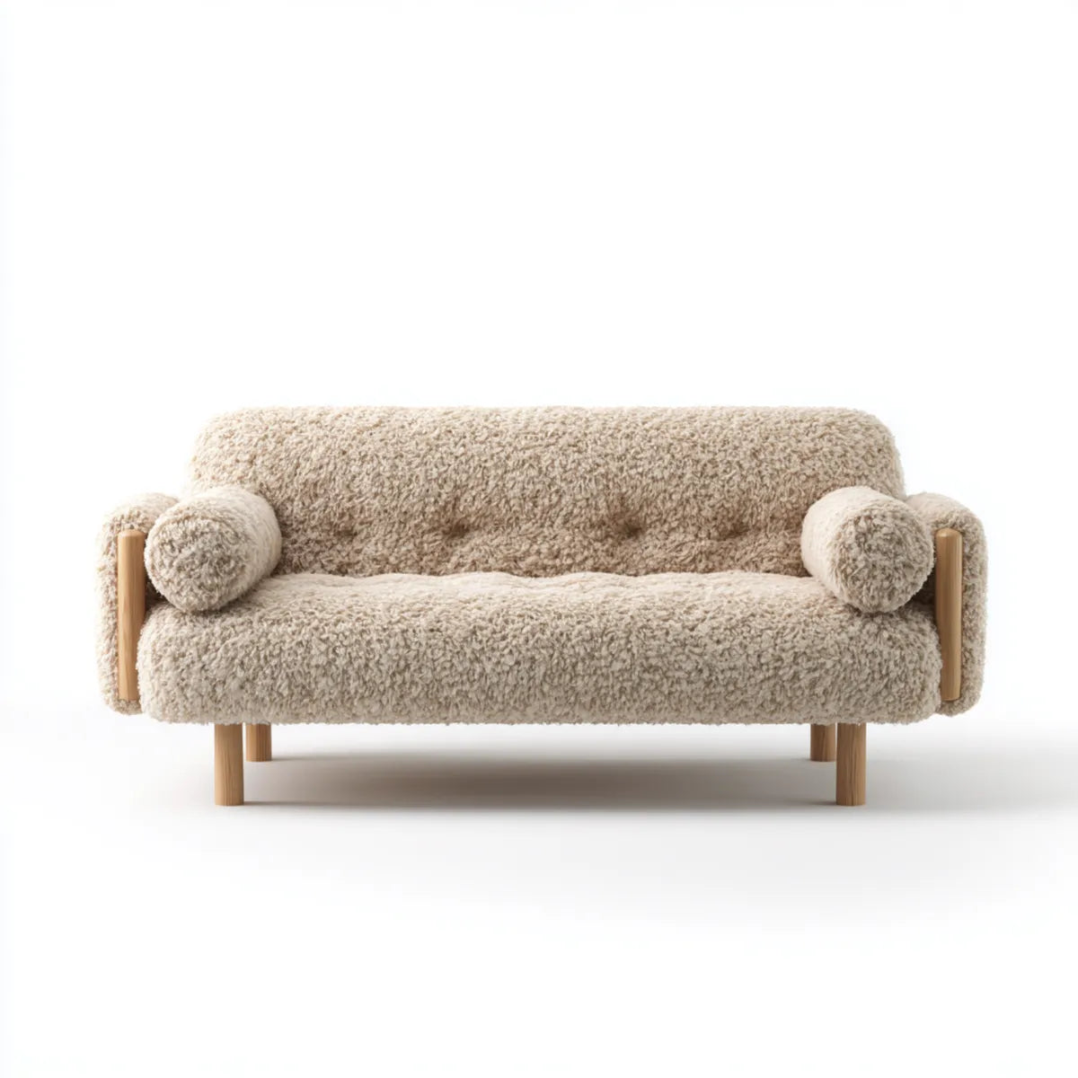 2-Sitzer Sofa Creme 160 x 85 x 78 cm Polyester-Bouclé Rechteckig