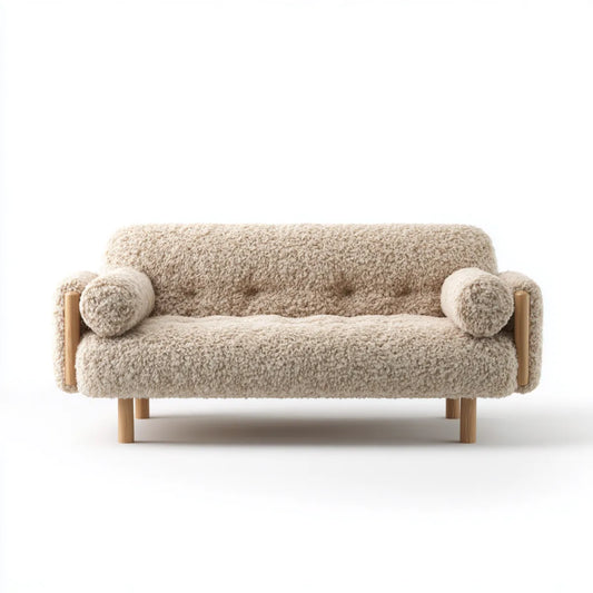 2-Sitzer Sofa Creme 160 x 85 x 78 cm Polyester-Bouclé Rechteckig