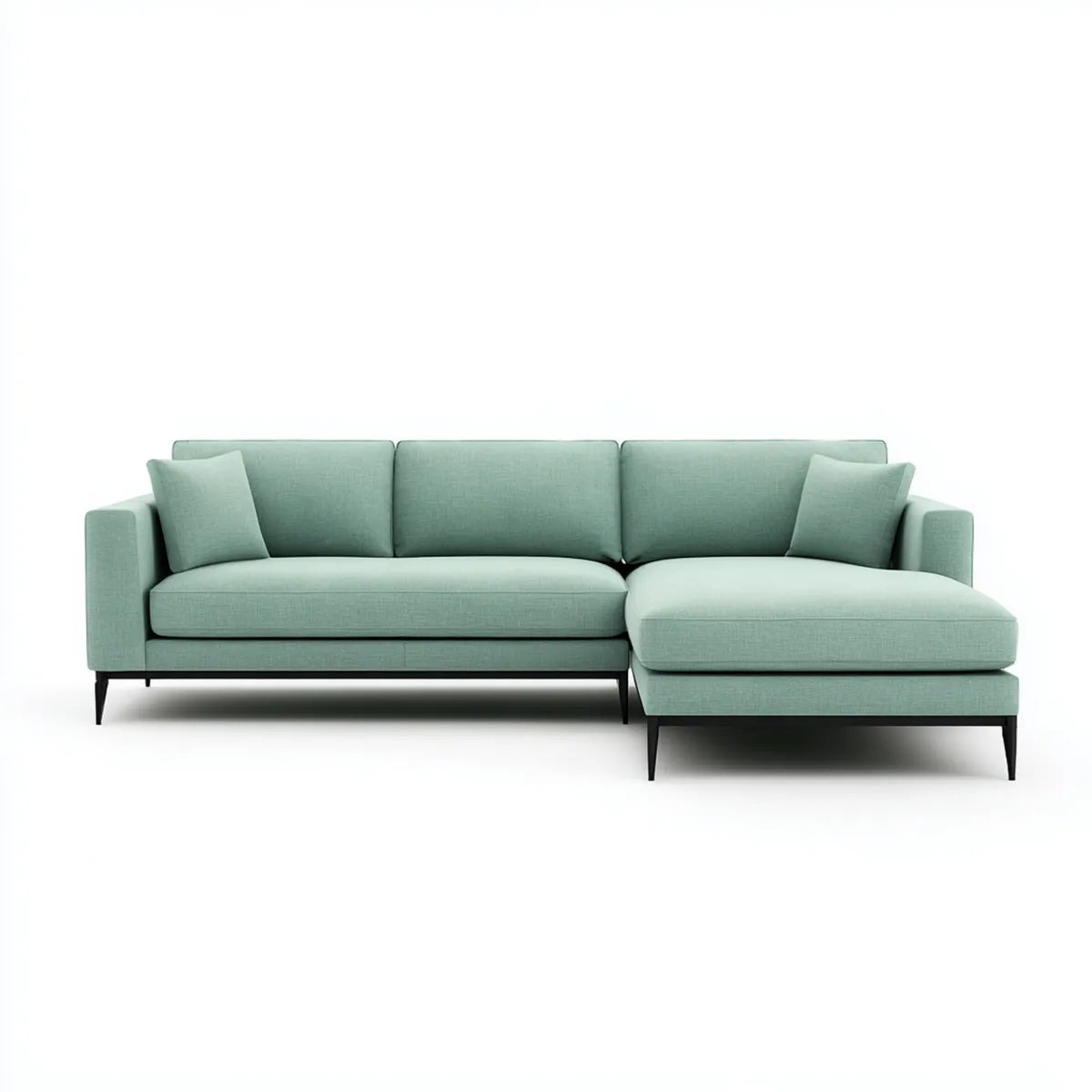 Ecksofa mit Recamiere Mintgrün 260 x 160 x 85 cm Polyester Webstoff Rechteckig