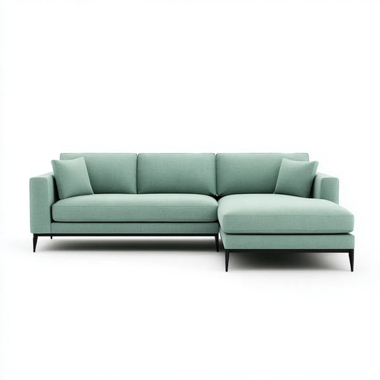 Ecksofa mit Recamiere Mintgrün 260 x 160 x 85 cm Polyester Webstoff Rechteckig