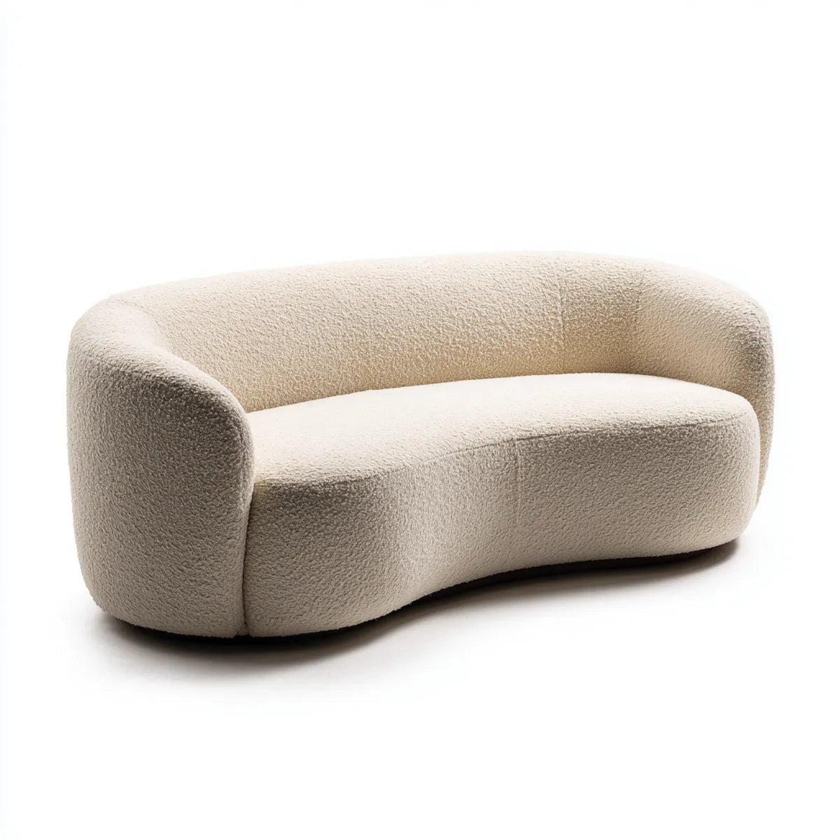 2-Sitzer Sofa Creme 150 x 90 x 72 cm Polyester-Bouclé abgerundete Form