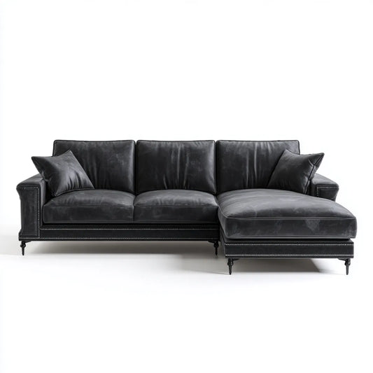 Ecksofa mit Recamiere rechts Schwarz 275 x 170 x 85 cm PU-Kunstleder L-Form
