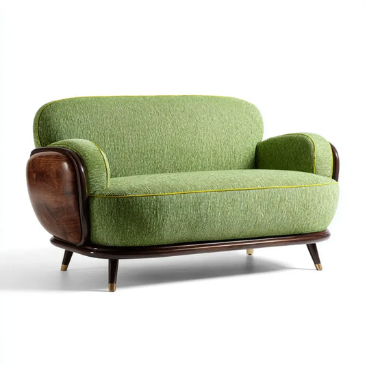 2-Sitzer Sofa Grün 160 x 85 x 83 cm Polyester-Cord Massivholz abgerundete Form