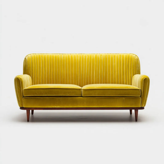2-Sitzer Sofa Gelb 160 x 85 x 84 cm Polyester-Samt mit gerundeter Form