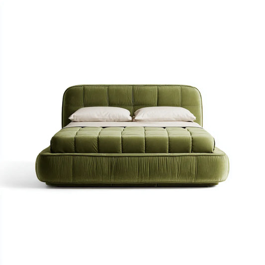 Polsterbett Doppelbett Olivgrün 180 x 200 cm Polyester-Samt Rechteckig