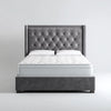 Polsterbett Doppelbett Grau 180 x 200 cm mit Samtkopfteil