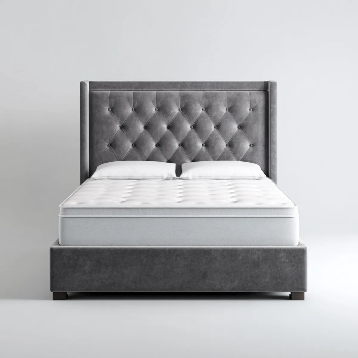 Polsterbett Doppelbett Grau 180 x 200 cm mit Samtkopfteil