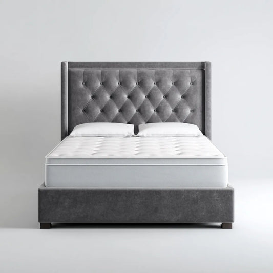 Polsterbett Doppelbett Grau 180 x 200 cm mit Samtkopfteil