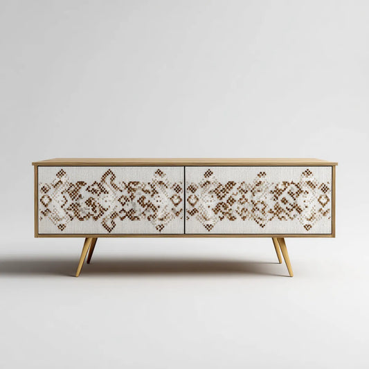 Sideboard mit 2 Türen Beige Braun 160 x 40 x 75 cm MDF Glas-Mosaik Rechteckig
