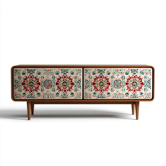 Sideboard mit 2 Türen aus Mangoholz mehrfarbig 160 x 40 x 75 cm rechteckig