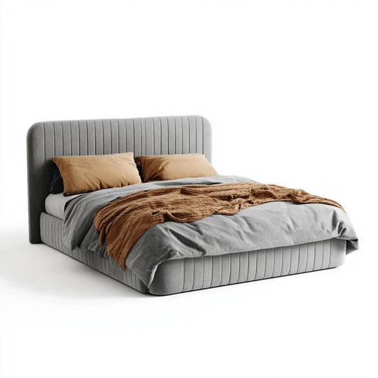 Polsterbett Doppelbett Grau 160 x 200 cm mit Samtbezug und gerundetem Kopfteil