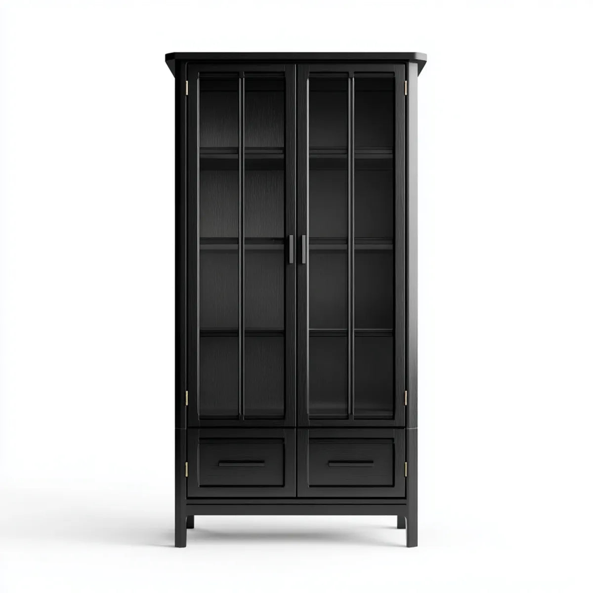 Vitrine Schwarz 90 x 40 x 180 cm aus MDF mit Glasfront rechteckig