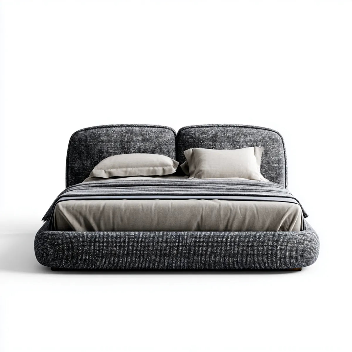 Polsterbett Doppelbett Dunkelgrau 180 x 200 cm mit Polyesterbezug und gepolstertem Kopfteil