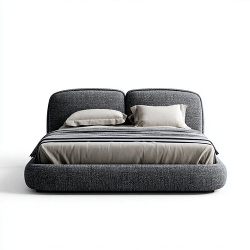 Polsterbett Doppelbett Dunkelgrau 180 x 200 cm mit Polyesterbezug und gepolstertem Kopfteil