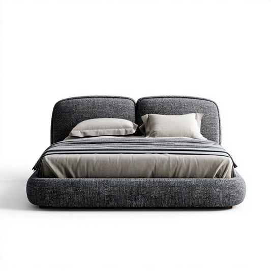 Polsterbett Doppelbett Dunkelgrau 180 x 200 cm mit Polyesterbezug und gepolstertem Kopfteil