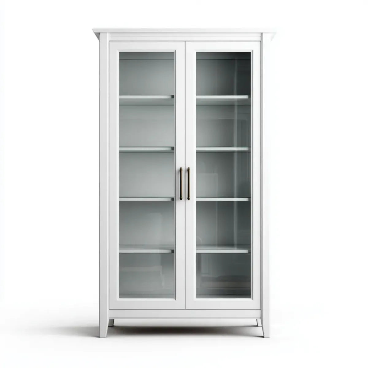 Vitrine Weiß 90 x 40 x 180 cm mit 2 Glastüren und 4 Einlegeböden aus MDF und Sicherheitsglas rechteckig